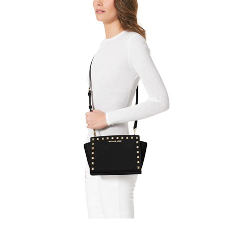 michael michael kors women's selma medium messenger bag|selma leather crossbody bag.